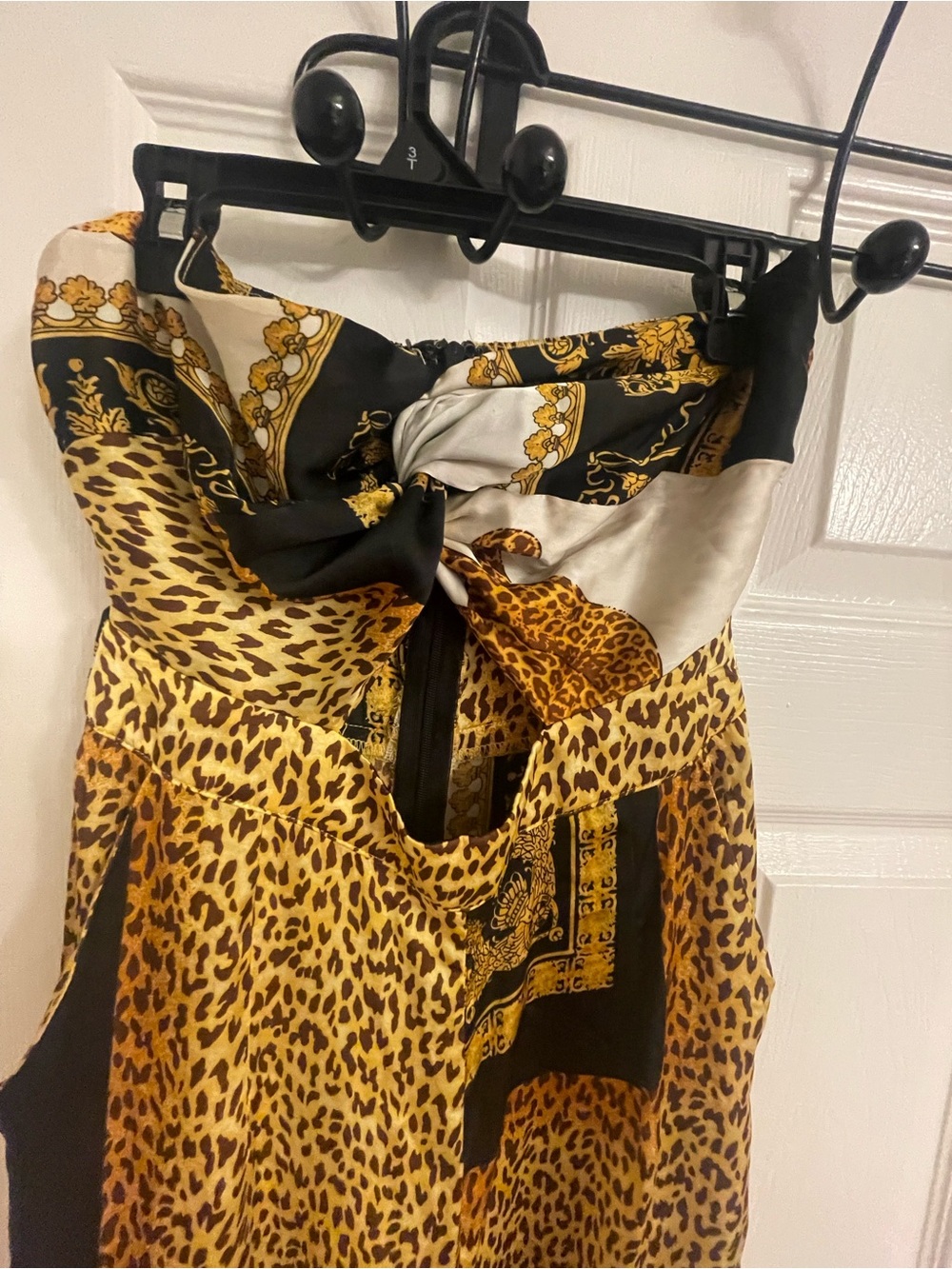 PrettyLittleThing Strapless CHEETAH Print Tie-Front JUMPSUIT